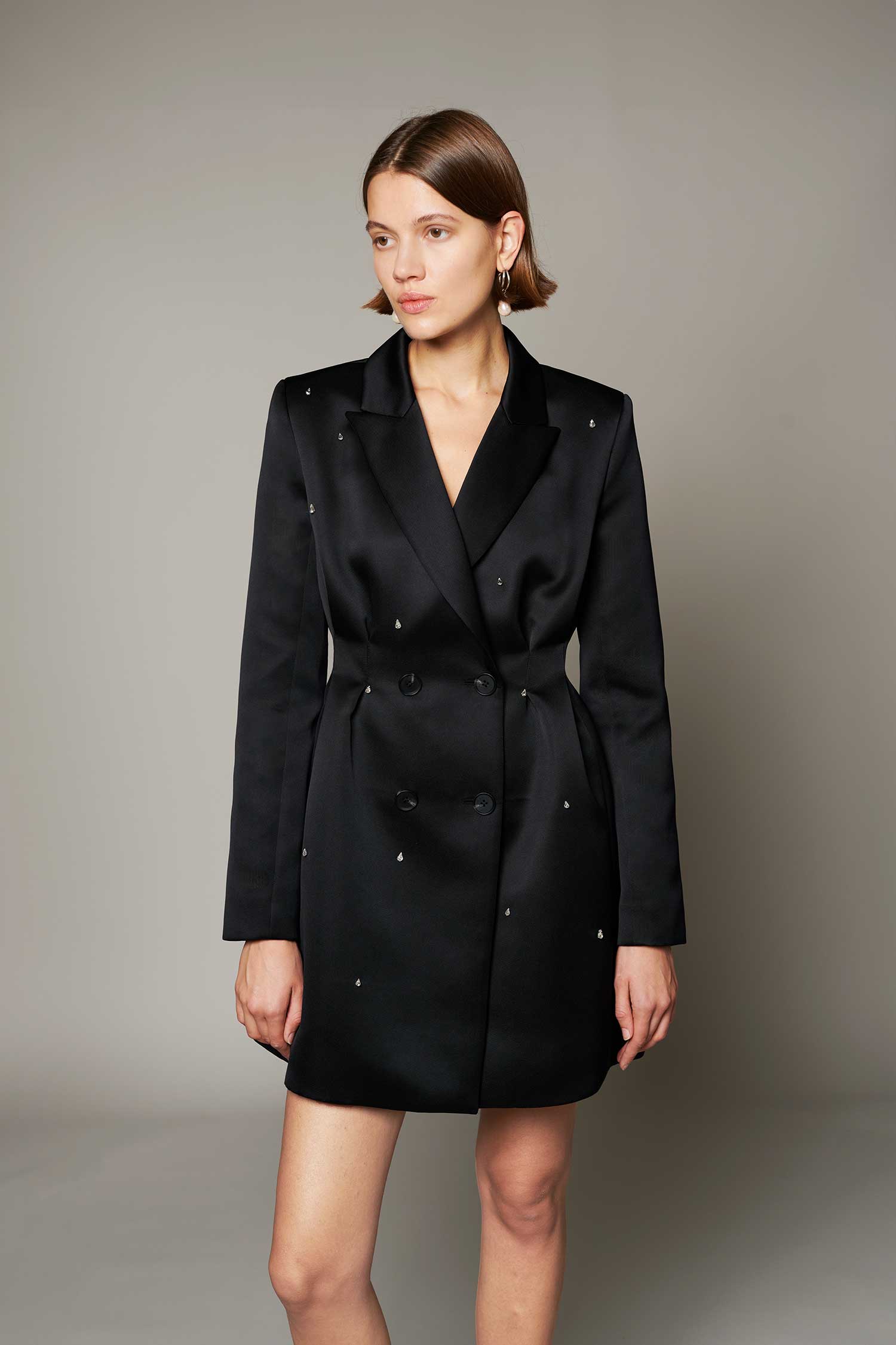 Black Double Breasted Blazer Dress