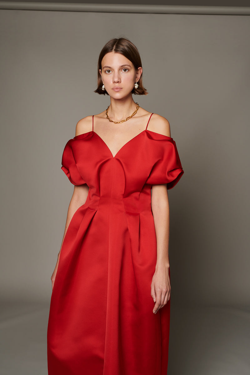 bianca red dress BIANCA Lace Back Ruffle Dress in Red A dress loved season after season and still one of your all-time favorites. The delicate lace-up back creates that perfect fit, while the soft eyelet fabric