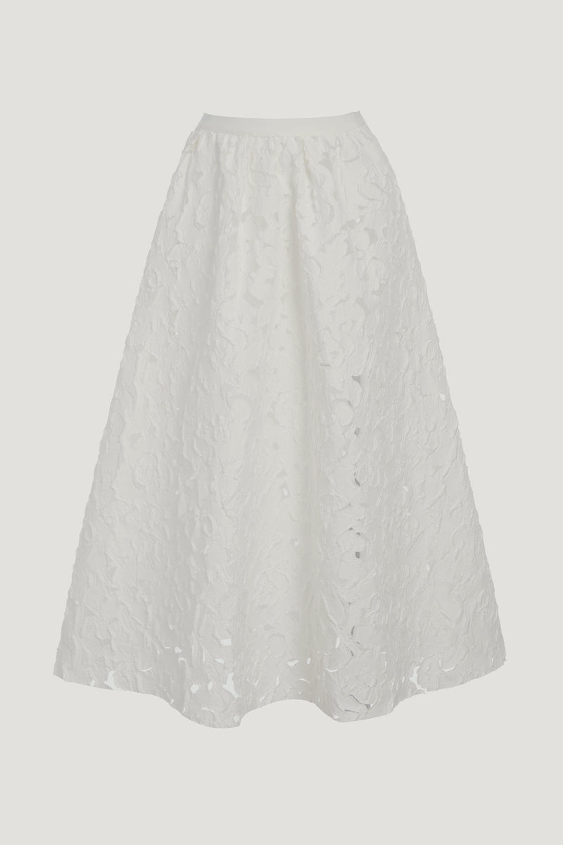Sena Skirt in Ivory fil coupé