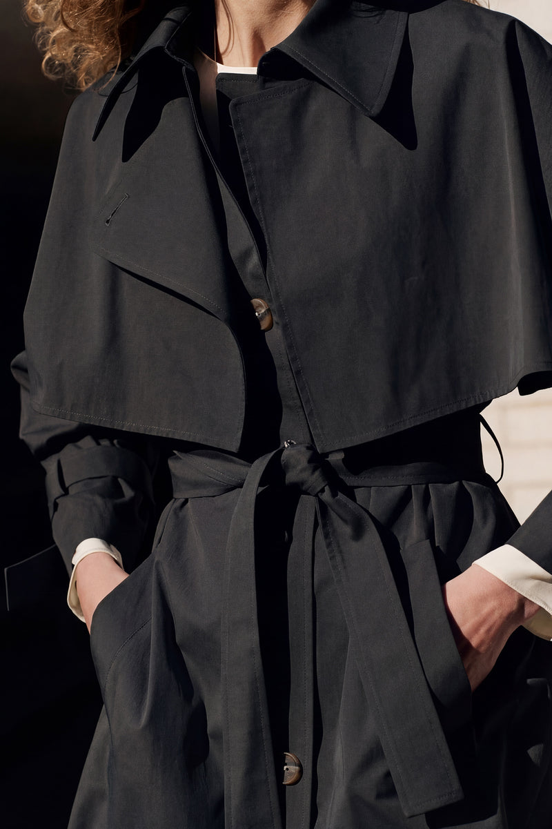 Karina Cape Trench in Cotton – Yeon