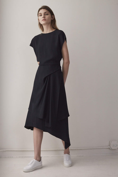 Audre Draped Dress in Silk