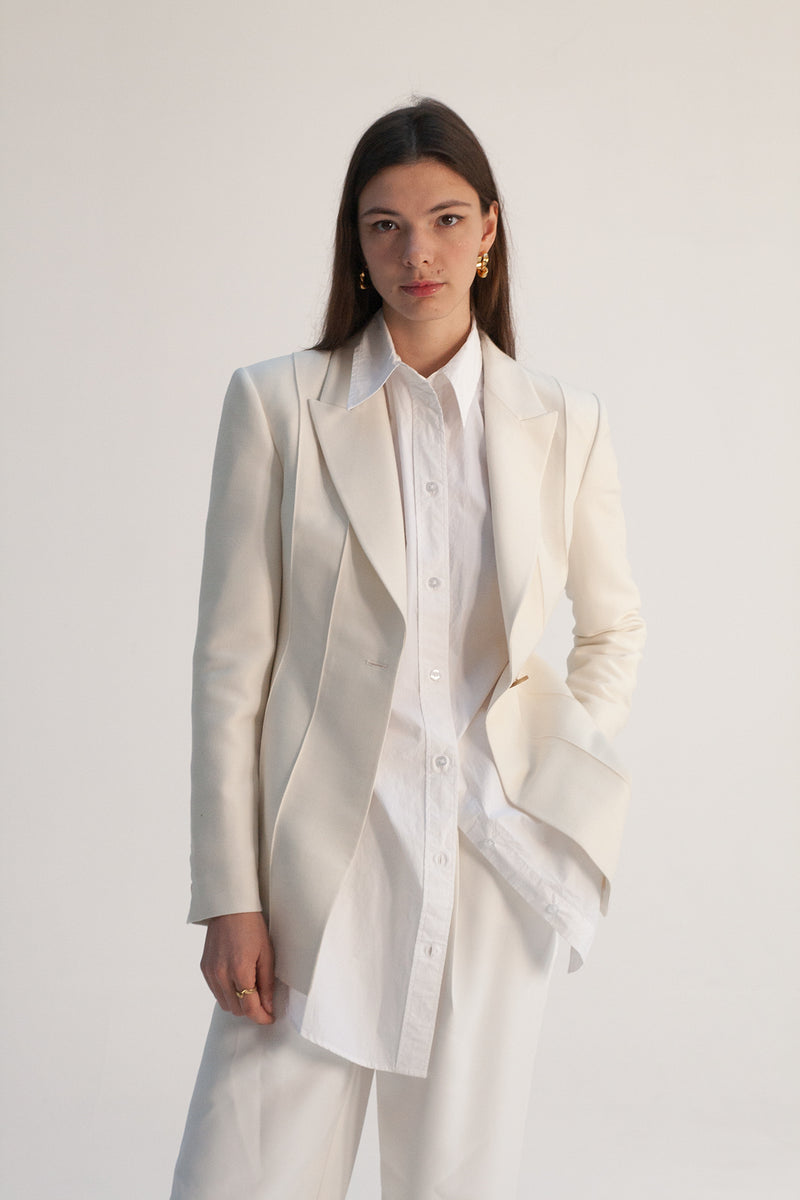 Morgan pin-tuck blazer / Cream / Small