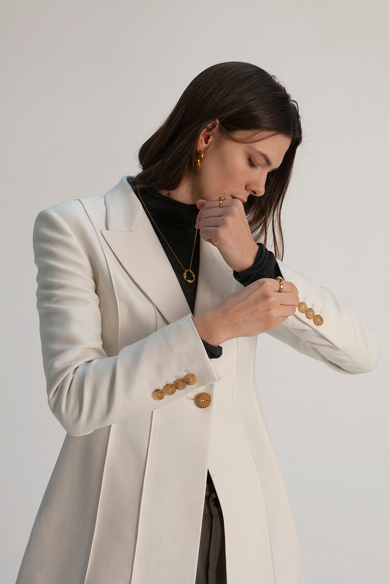 Morgan pin-tuck blazer / Cream / Small