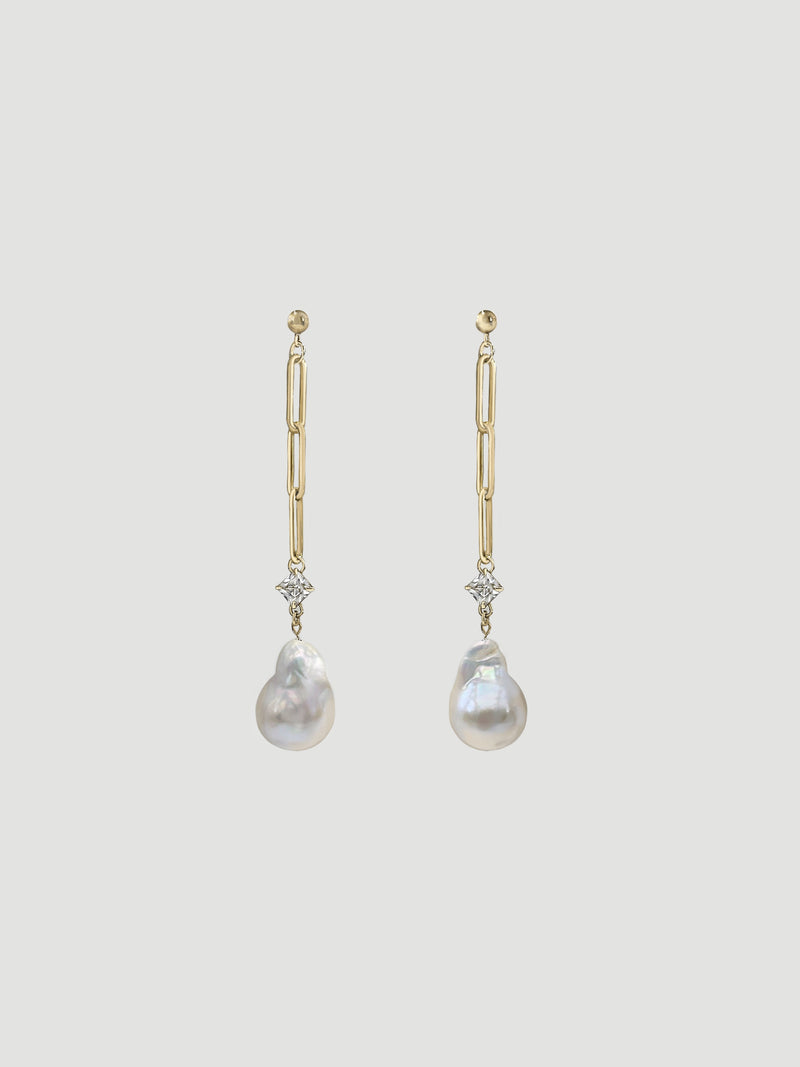 Morin chain earrings with pearl