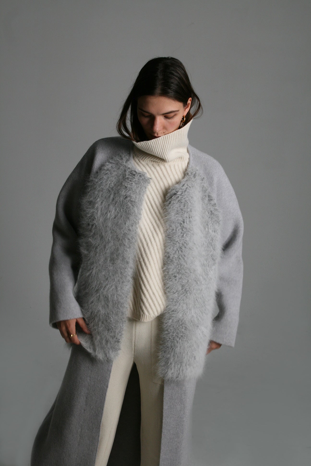 Nao Angora Cashmere Fur alternative Coat Yeon