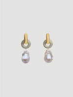 Lila baroque pearl with pave crystal earrings