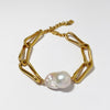 Luna handmade link chain with pearl bracelet