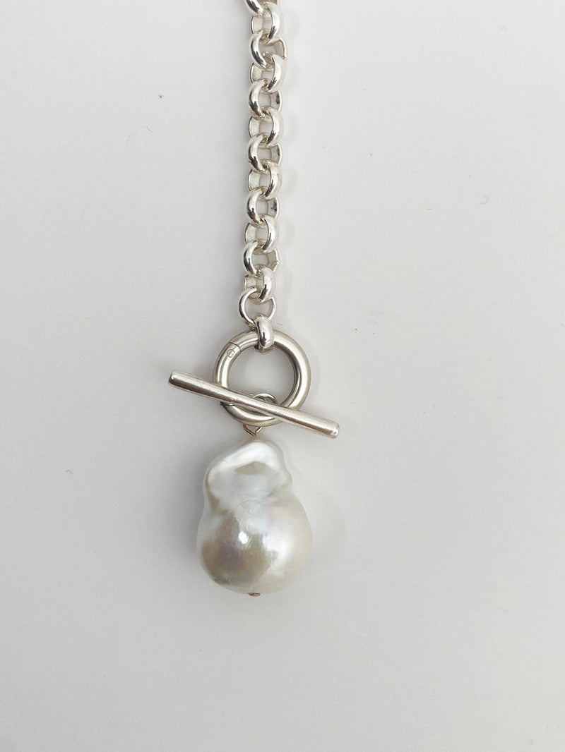 Baroque pearl removable pendant chain necklace