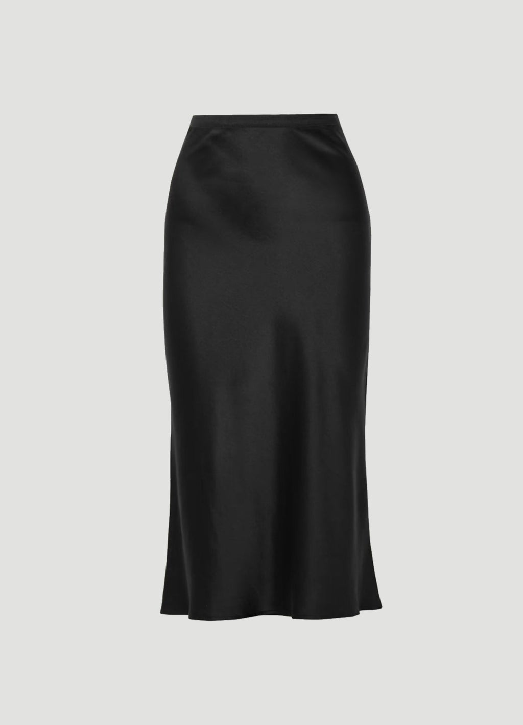 Satin Bias Cut Skirt in Black 